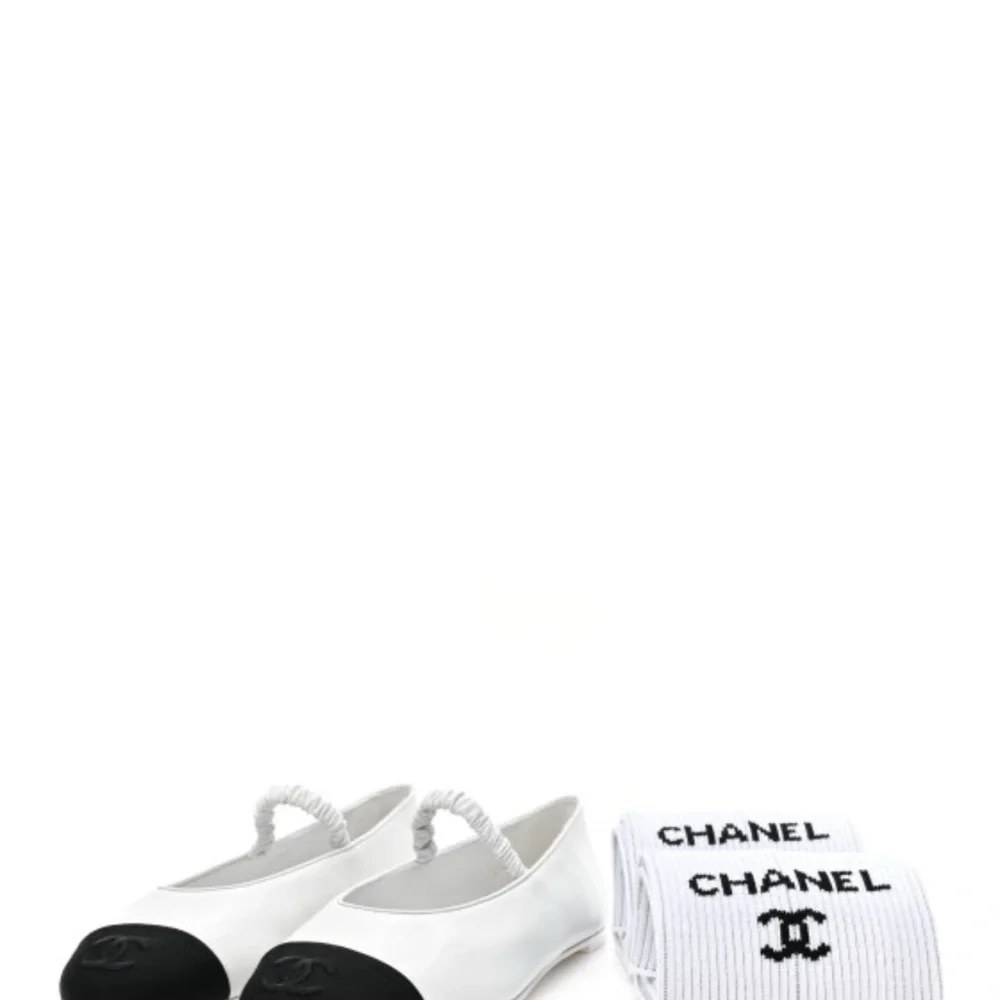 Chanel White and Black Ballet Flats - Picture 1 of 10